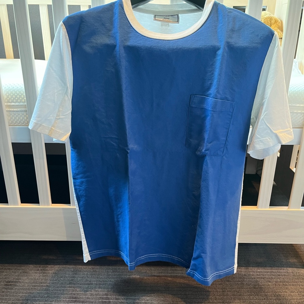 AMI Blue and White T-Shirt
